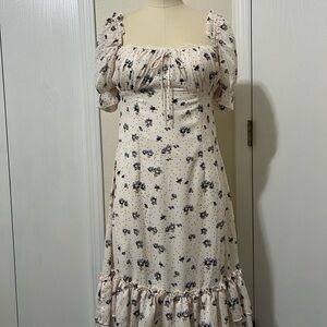 White Ruched Tiered Midi Sundress